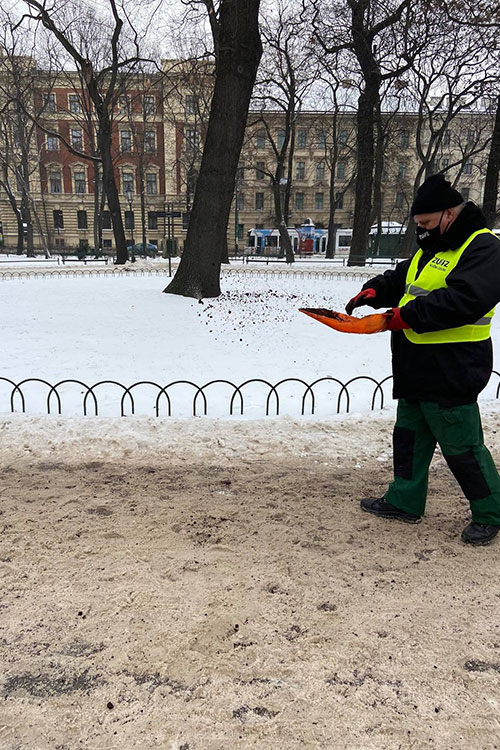 Посипати ожеледицю кавою почали в Кракові. Кажуть, що надихалися прикладом Львова